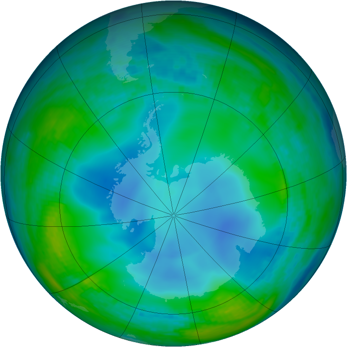 Antarctic ozone map for 31 May 1988